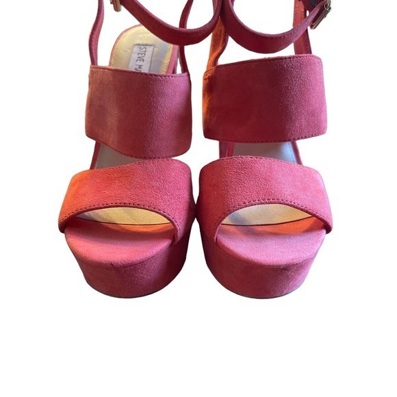 Steve Madden Dezzzy Suede Platform Open Toe Sandal‎ Color Red Orange Size 7.5 - Picture 3 of 9